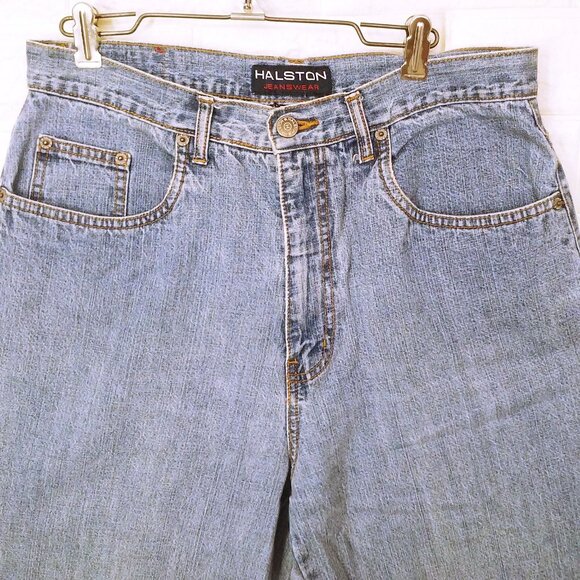 90s Halston Jeanswear (12) Light Blue Denim Mom Jeans Capris Pants 5-Pocket - Picture 3 of 12